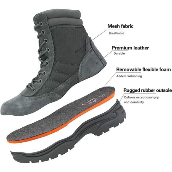 Men\'s Military Tactical Work Boots Side Zipper Leather Combat Boots main image 4